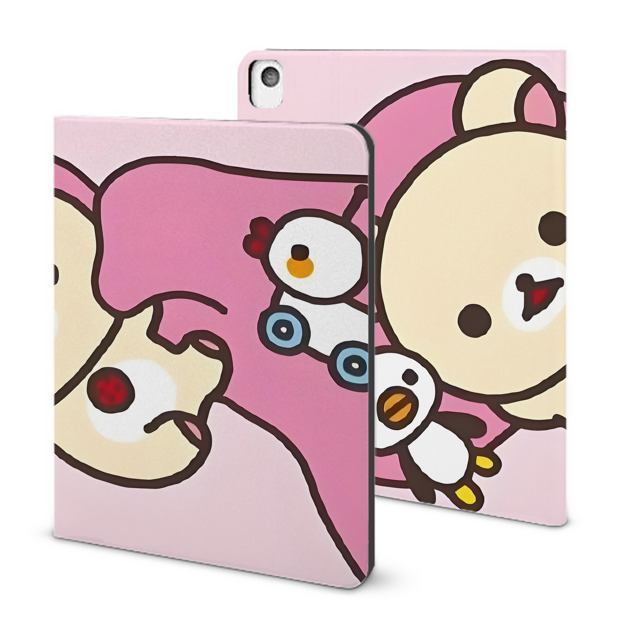 （画像用） リラックマ リラックマ キイロイトリ Rilakkuma Korilakkuma Kiiroitori IPadケース ペンホルダー付き ブックスタイルデザイン